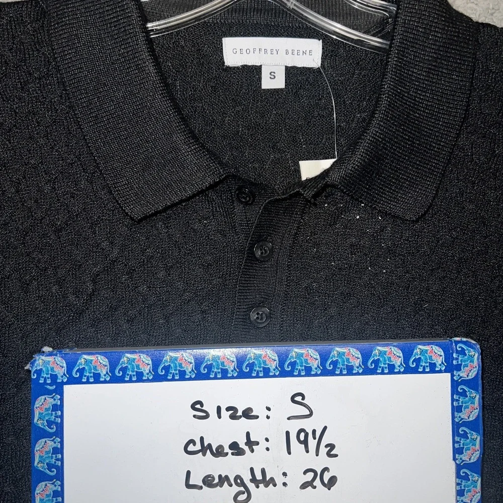 NWT Geoffrey Beene Polo Sweater Men's Size S Black Textured Long Sleeve Pullover